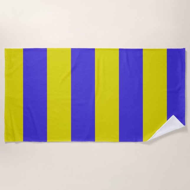 Serviette De Plage Yellow and Blue Striped (Devant)