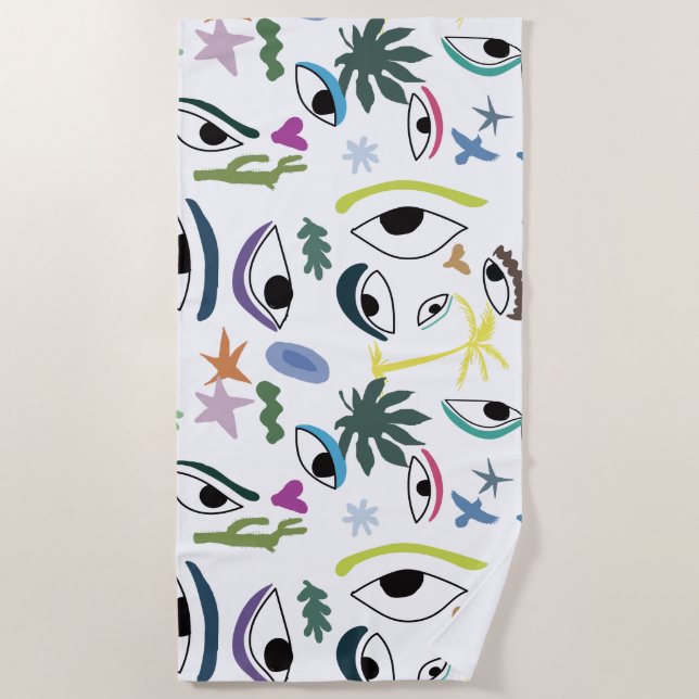 Serviette De Plage Yeux Art Abstrait (Devant)