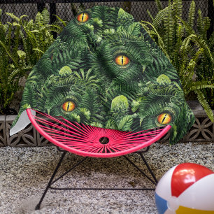 Serviette De Plage Yeux de dinosaure Plantes vertes Art de créature a