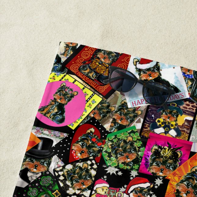 SERVIETTE DE PLAGE YORKIE POO (En situation)