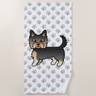 Serviette De Plage Yorkshire Terrier noir et feu Dessin animé Chien &