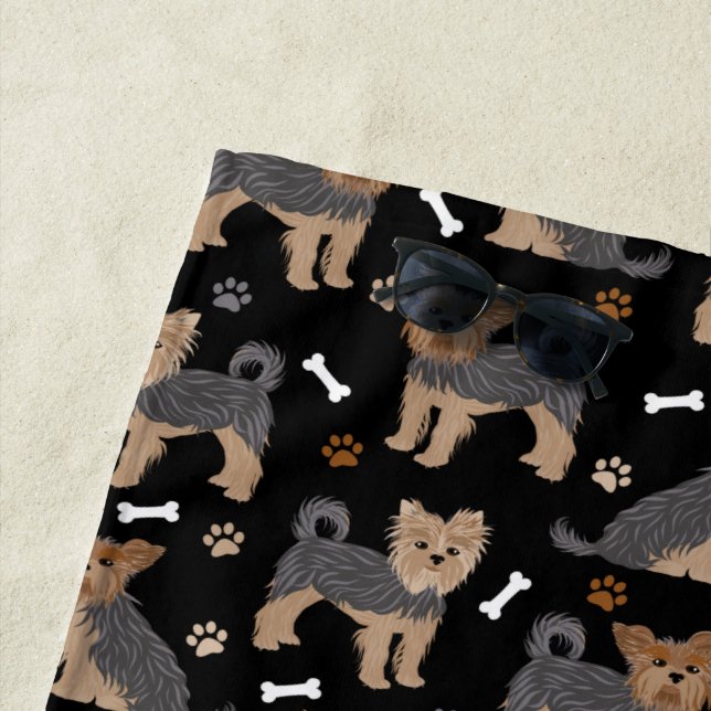 Serviette De Plage Yorkshire Terrier Paws et Bones Yorkie Chien (En situation)