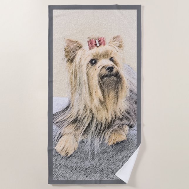 Serviette De Plage Yorkshire Terrier Peinture - Cute Original Chien A (Devant)