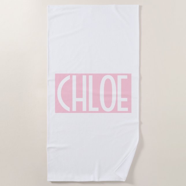 Serviette De Plage Your | Bold White Text on Light Pink (Devant)