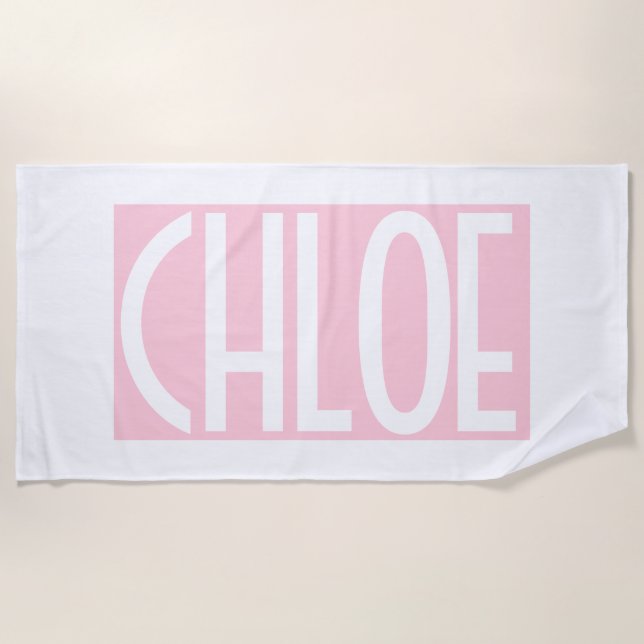 Serviette De Plage Your | Bold White Text on Light Pink (Devant)