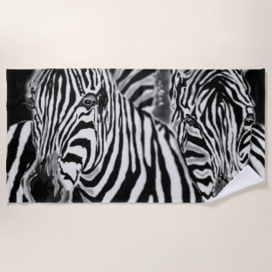 Serviette de plage Zebra Couple Blancs Noir