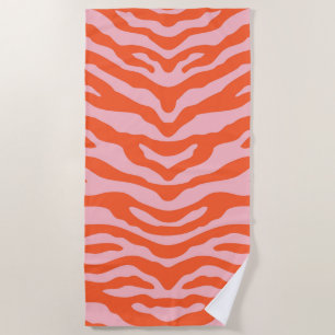 Serviette De Plage Zebra Print orange et rose