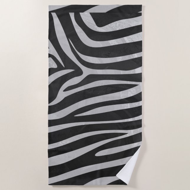 Serviette De Plage Zebra Stripe Black and White Texture Motif d'impre (Devant)