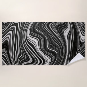 Serviette De Plage Zèbre noir et blanc Wavy Abstraction