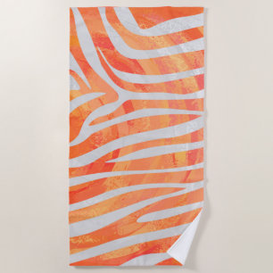 Serviette De Plage Zèbre orange et blanc