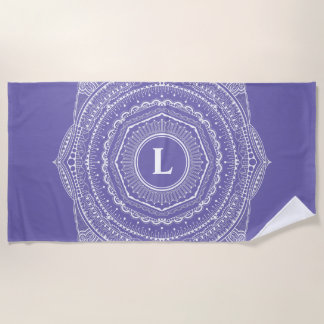Serviette De Plage Zen Mandala Monogramme Lavande Dentelle Dentelle D