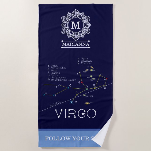 Serviette De Plage Zodiac Constellation Virgo (Devant)