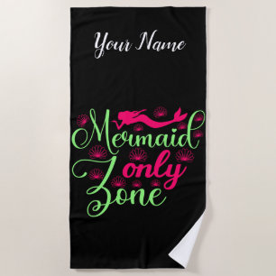 Serviette De Plage Zone Sirène uniquement en rose chaud et vert néon