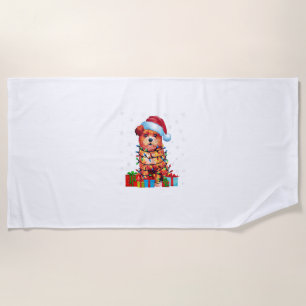 Serviette De Plage Zuchon Chien Moche Noël Éclairage Santa Hat Zuchon