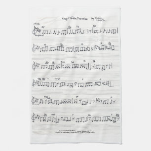 Serviette de plat manuscrite de cuisine de musique