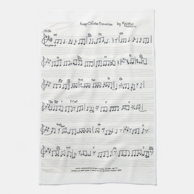 Serviette de plat manuscrite de cuisine de musique (Vertical)