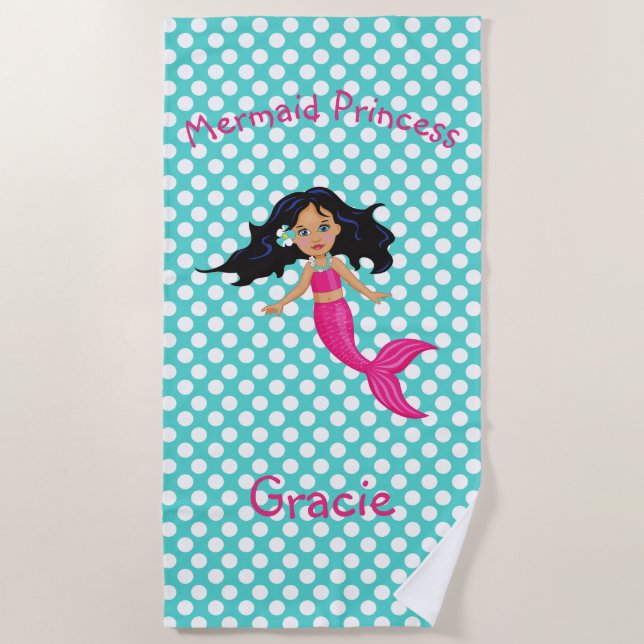 Serviette de princesse plage de sirène (Devant)