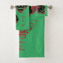 Serviette de salle de bain avec chaton