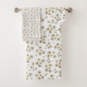 Serviette De Salle De Bain Jeux Floral Blanc Faisé