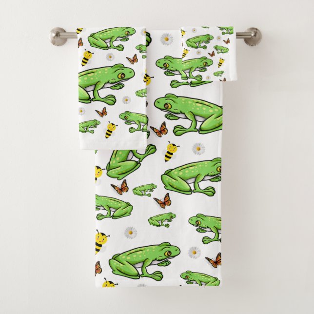 Serviette de salle de bain Set Grenouilles Papillo (En situation)