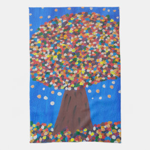 Serviette de thé Abstraite en arbre coloré