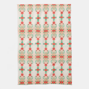 Serviette de thé au design floral rouge