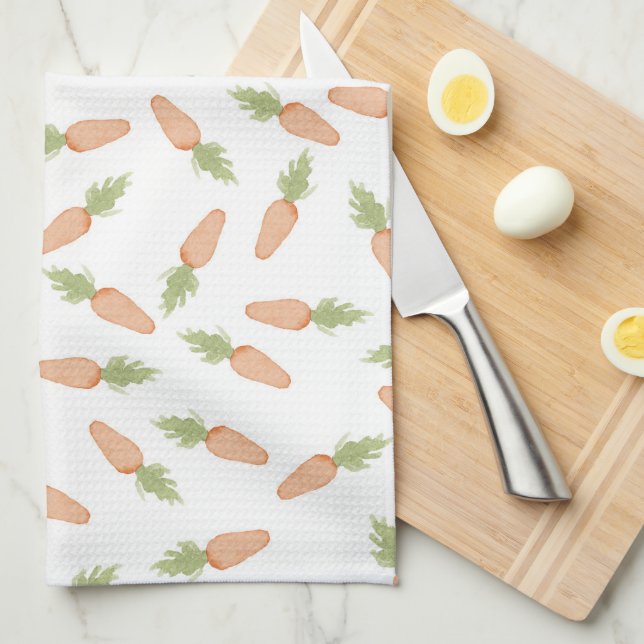 Serviette de thé aux carottes de Pâques (Quart Plié)
