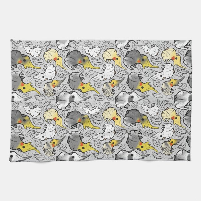 Serviette de thé aux Cockatiels Dusty (Horizontal)