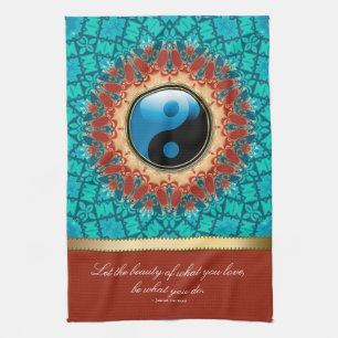 Serviette de thé bleue de citation d'art d'âge de