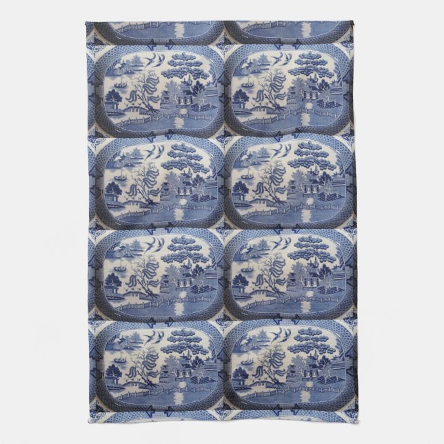Serviette de thé bleue de saule - laissez la (Vertical)