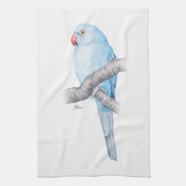 Serviette de thé bleue tropicale de perroquet (Vertical)