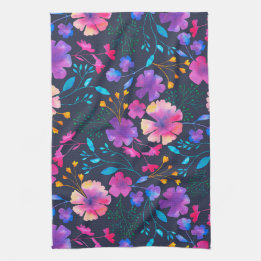 Serviette de thé botanique florale de cuisine de