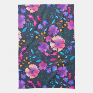 Serviette de thé botanique florale de cuisine de