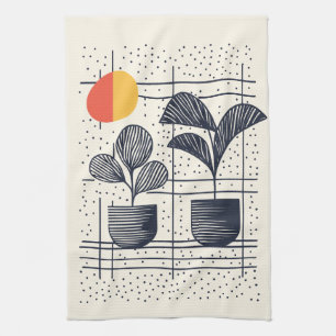 Serviette de thé botanique moderne avec Plante élé