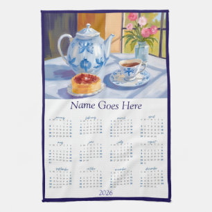 Serviette de thé Calendrier 2026 Blue Teapot & Pât