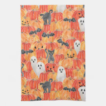 Serviette de thé Citrouille Éffrayant