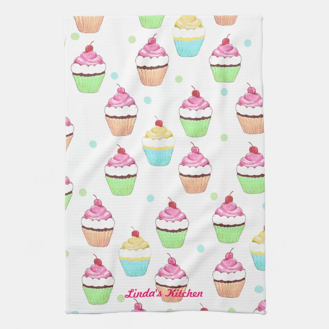Serviette de thé colorée de petit gâteau (Vertical)