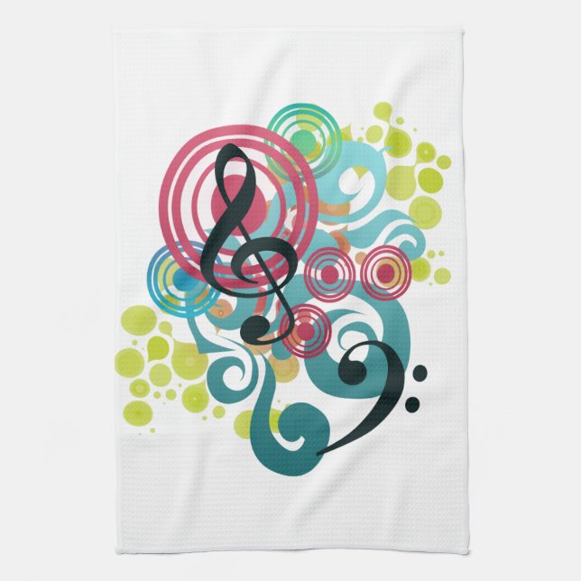 Serviette de thé de cuisine de remous de musique (Vertical)