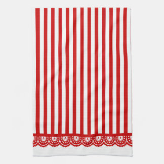 Serviette de thé de dentelle de crâne de rayure -