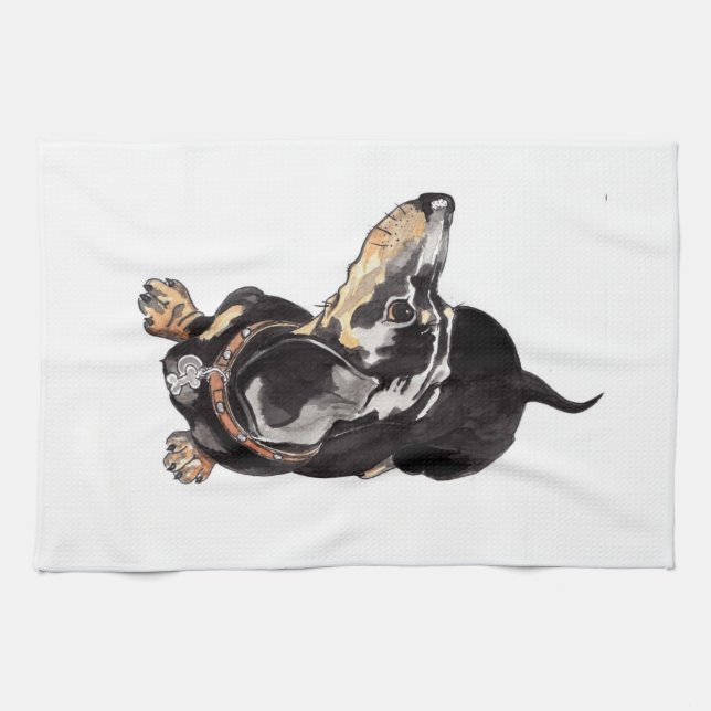 Serviette de thé de teckel (Horizontal)