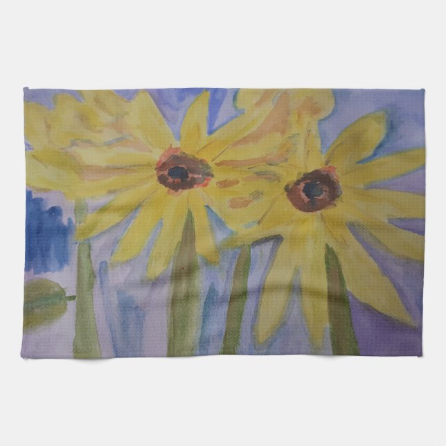 Serviette de thé de tournesol jaune été (Horizontal)