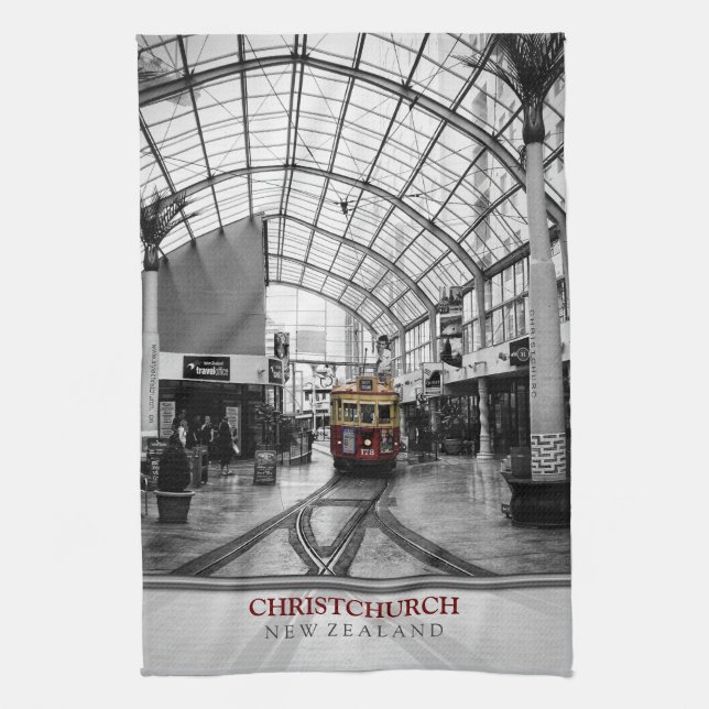 Serviette de thé de tram de Christchurch Nouvelle (Vertical)