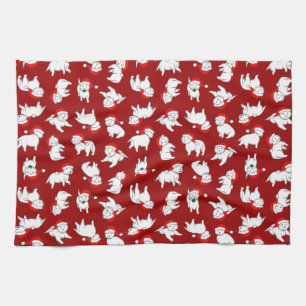 Serviette de thé de Westies de Noël
