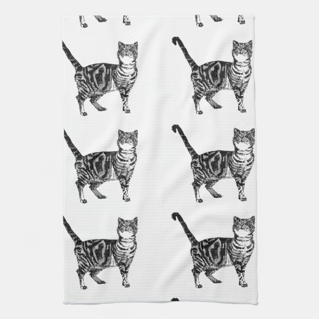 Serviette de thé en chat Tabby (Vertical)