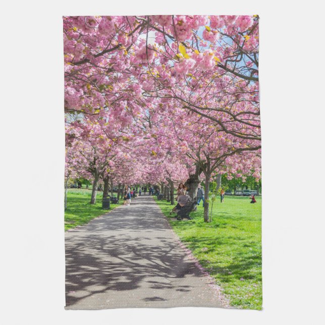 Serviette de thé en fleurs de cerisier (Vertical)