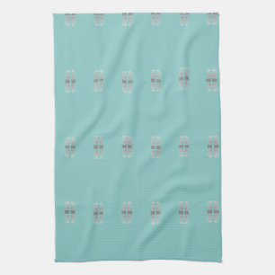 Serviette De Thé En Gris Et Turquoise