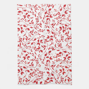 Serviette de thé florale de Noël de baies rouges
