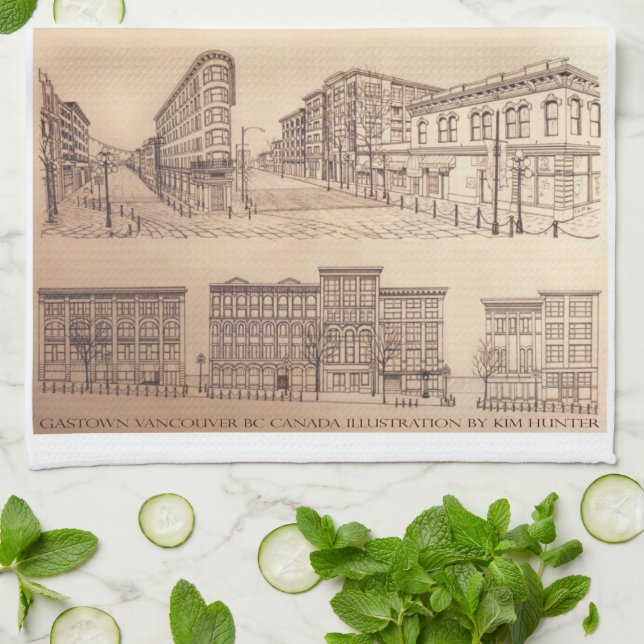 Serviette de thé Gastown Art Souvenir de Vancouver (Plié)