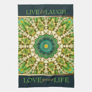 Serviette de thé Mandala orientale bohème verte