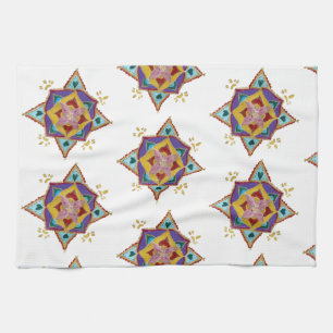 Serviette de thé Mandala rose jaune